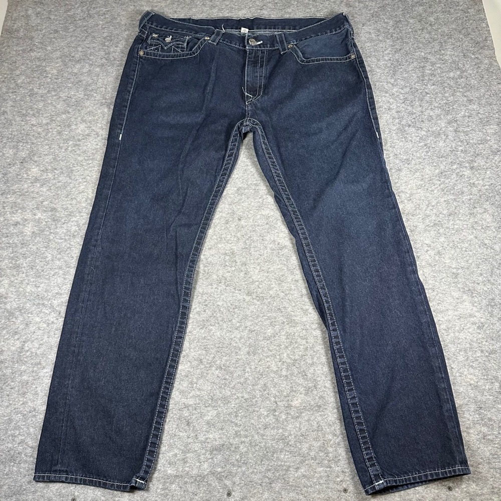 True Religion Mens Blue Skinny Section Contrast Stitch Jeans 40
